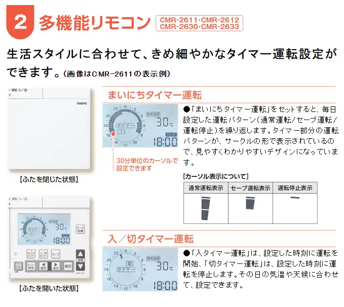 リモコン 多機能-長府製作所01-THEAR輻射パネル冷暖房シアー